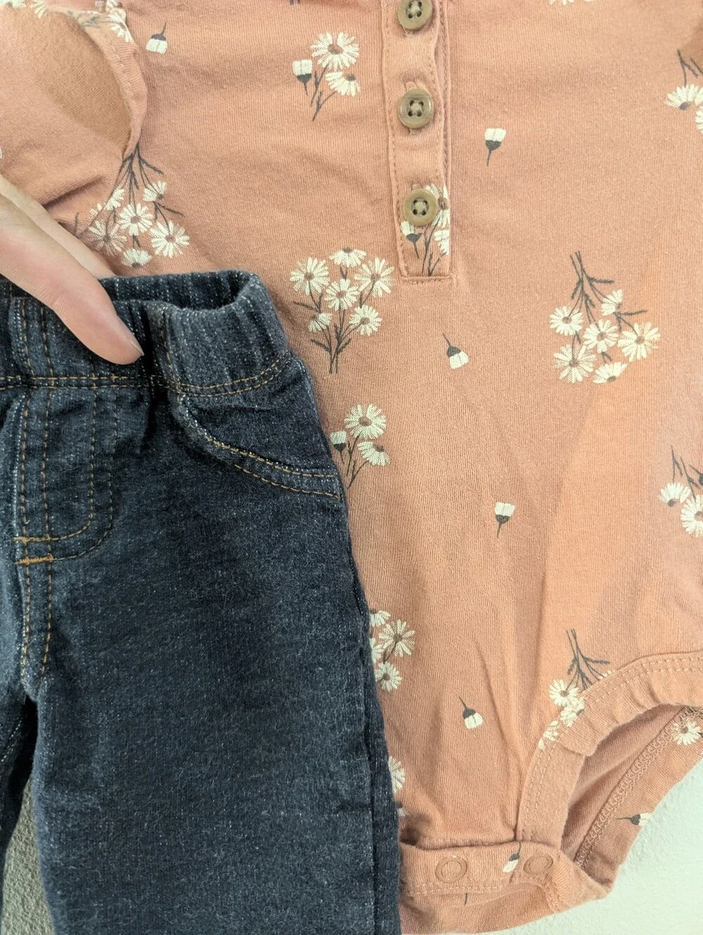 Floral And Jeans Outfit Sz 3m
